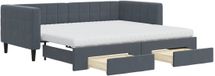 vidaXL Slaapbank met onderschuifbed en lades 90x190 cm fluweel donkergrijs