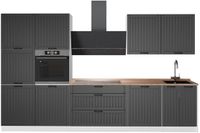 Vicco Complete keukeneenheid Fame-Line, Donkergrijs/Wit, 340 cm, WB Eik