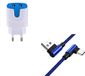 Pak Xiaomi Mi 9T Smartphone type C kabel 90 graden snel opladen + dubbel stopcontact, kleur: blauw
