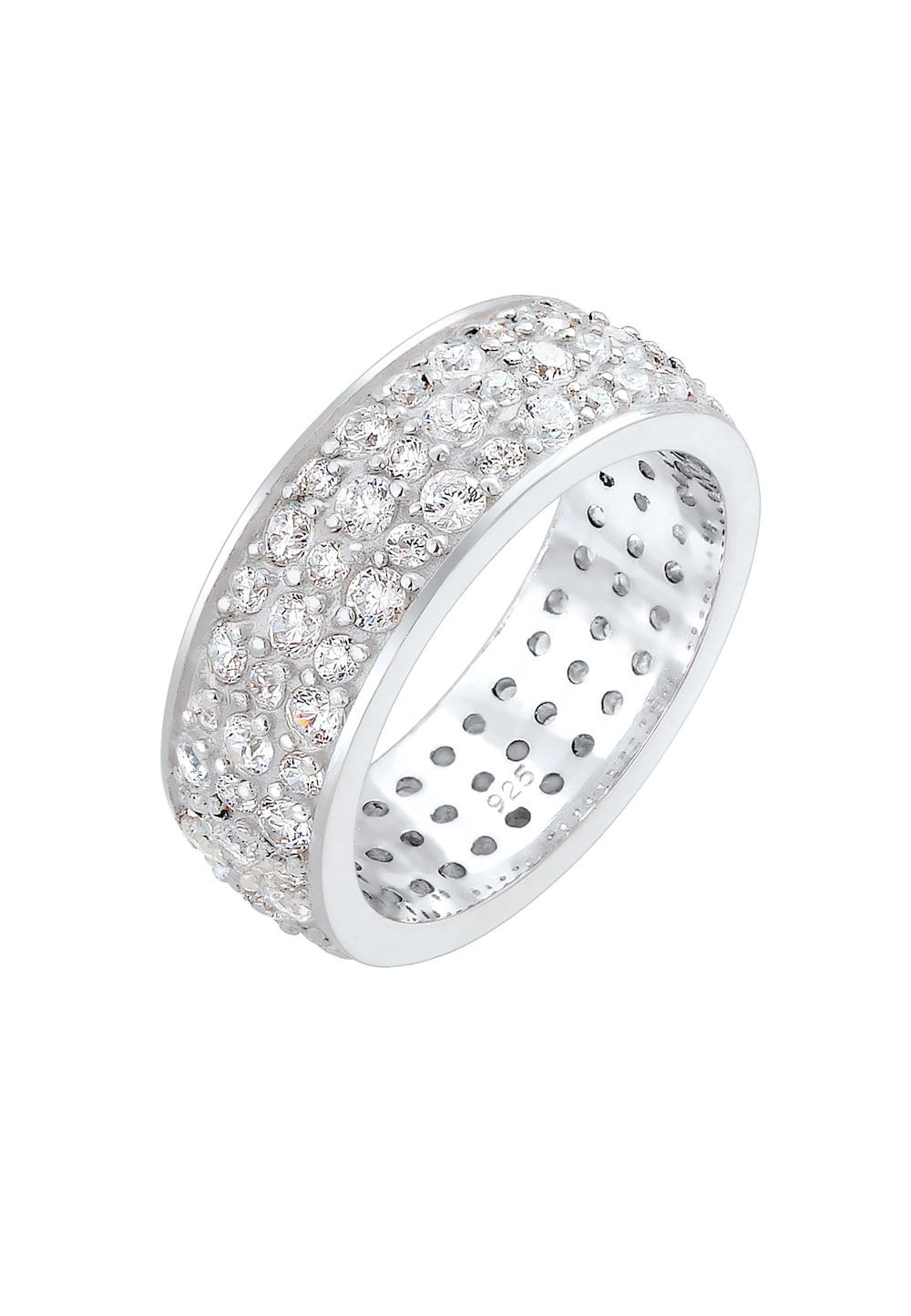 Elli PREMIUM Ring Dames Band Ring Microsetting Zirkonia Kristallen Zilver