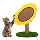 AQPET Zonnebloem Krabpaal, 50 cm met hol, voor katten, speelboom, speelplaats, krabpaal voor katten, geel
