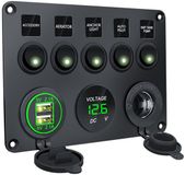 INF DRAGON ECOM INTERNATIONAL LIMITED Schakelpaneel - 5 schakelaars, voltmeter, 2 USB-stopcontacten