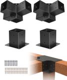 Vevor Paalverbinders, Hoekbeugels voor Palen Van 92x92 Mm, Zwart Staal, Set Van 4