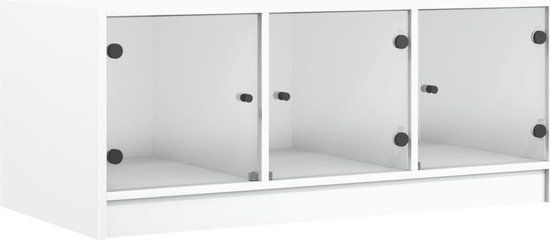 vidaXL Salontafel met glazen deuren 102x50x42 cm wit