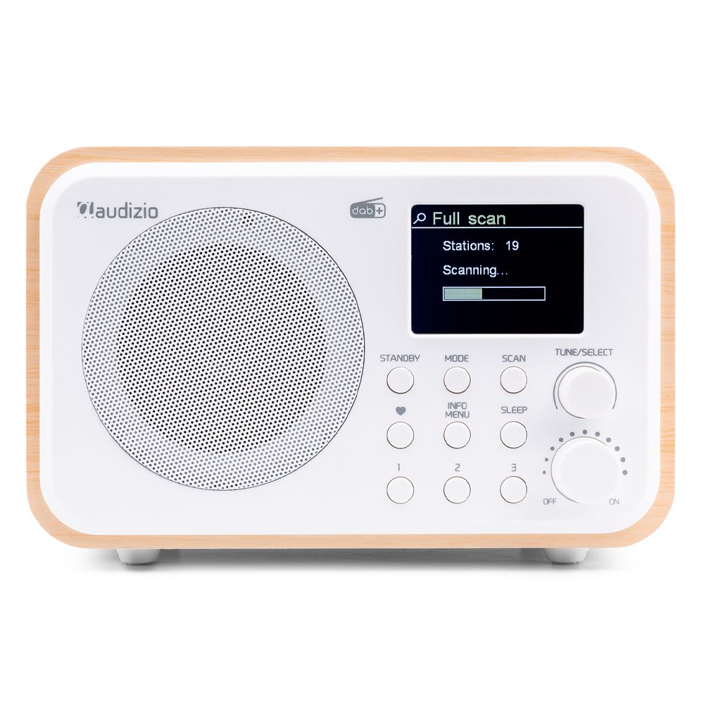 Audizio Milan Draagbare DAB+ Radio - Wit & Hout - Bluetooth, FM, USB, en 2.4" Display