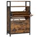 VASAGLE Meuble à chaussures, étagère à chaussures fine, meuble de rangement avec 2 abattants, pour 8-12 paires, étanche à la poussière, 30 x 60 x 95 cm, pour couloir, marron rustique et noir LBS800B01