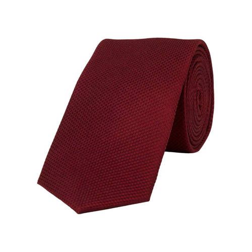 JACK & JONES JACCOLOMBIA Textured Silk Tie - Dark Red