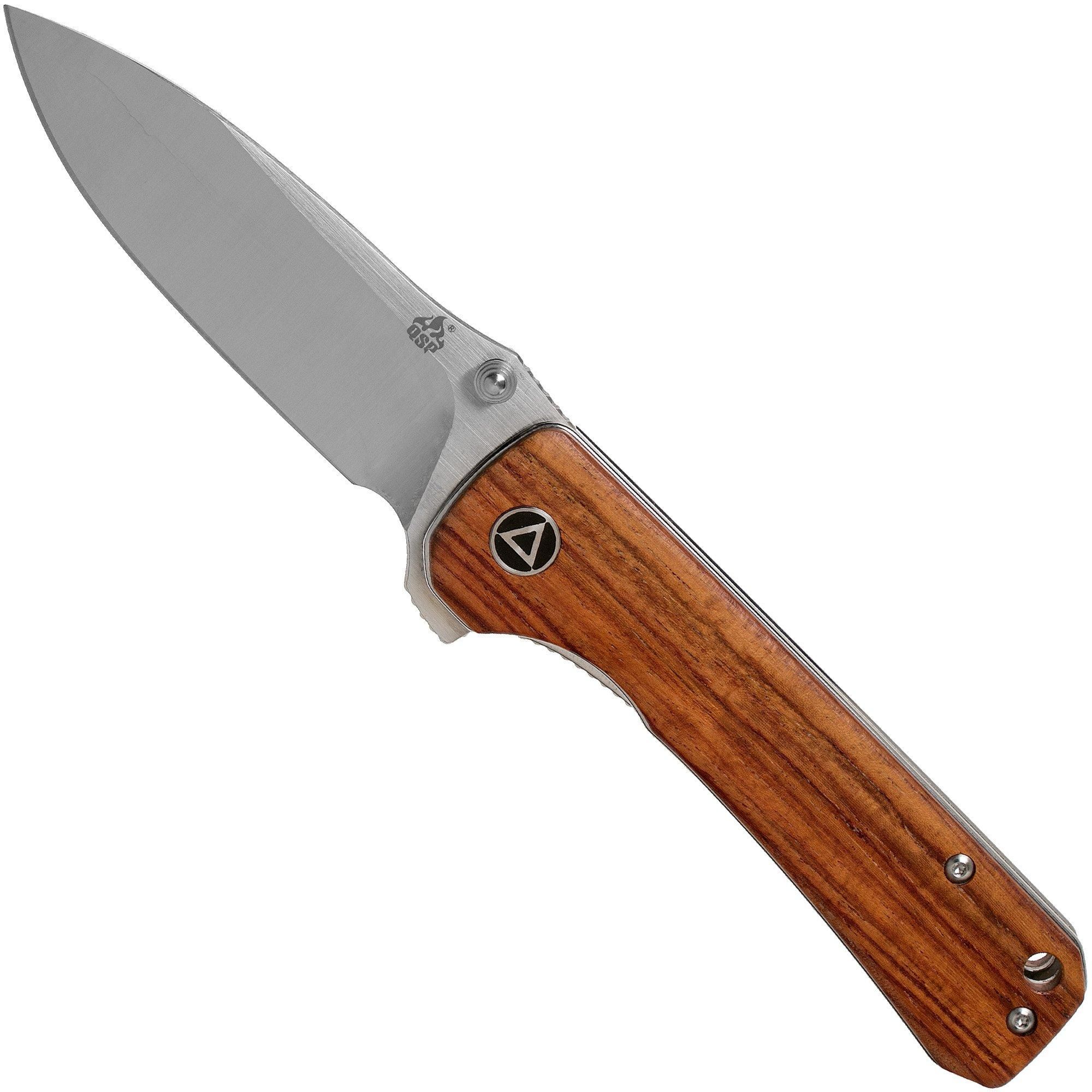 QSP Knife Hawk QS131-O1 Mkuruti Wood Folding Knife