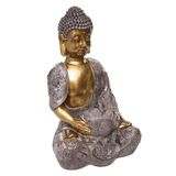Atmosphera Boeddha beeld Siddharta - binnen / buiten - kunststeen - goud/zilver - 23 x 37 cm