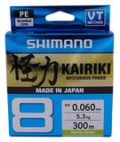 Shimano Kairiki 8, 300 meter, Mantis groen, 0,060 mm/5,3 kg, gevlochten visdraad