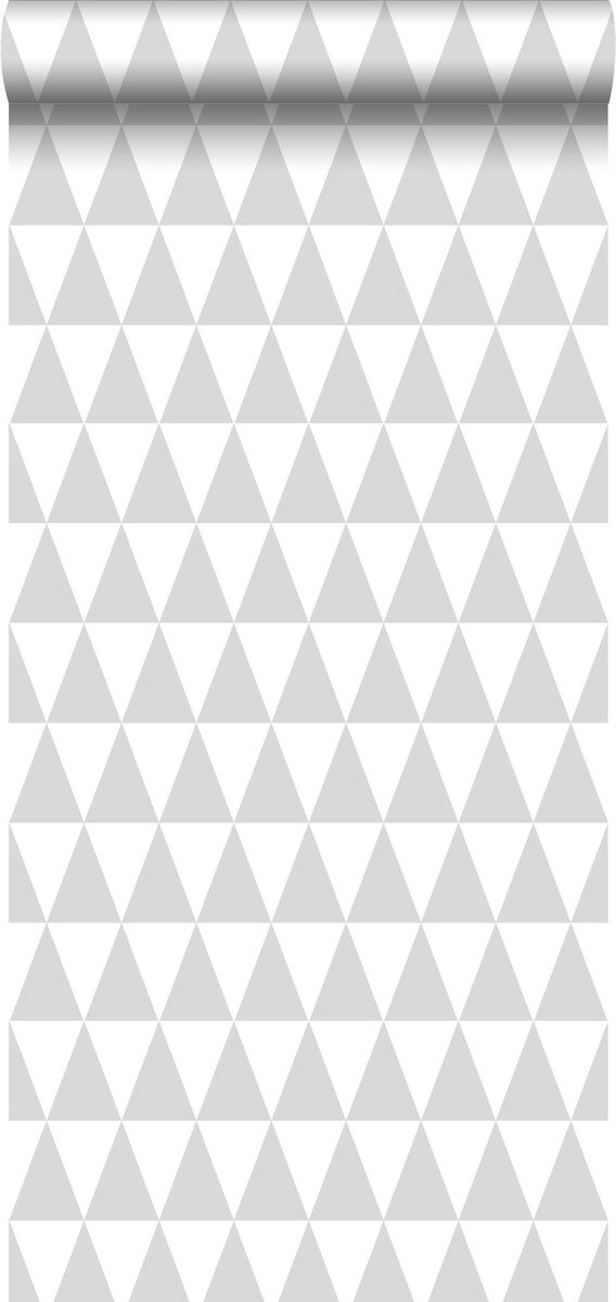 Esta Home behang grafisch geometrische driehoeken licht warm grijs en mat wit - 128842 - 53 cm x 10,05 m
