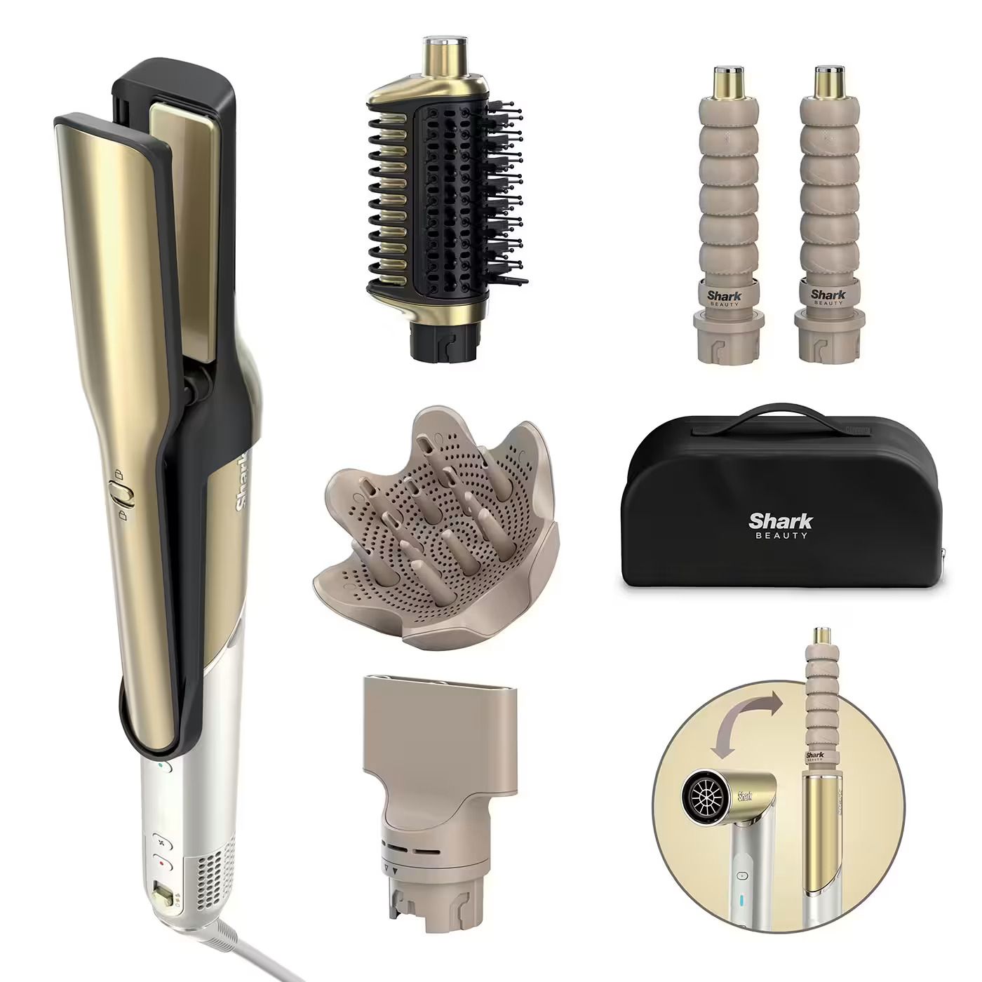 Shark Glam 5-in-1 Multistyler en Föhn - Wit/Goud - HD6052SEU
