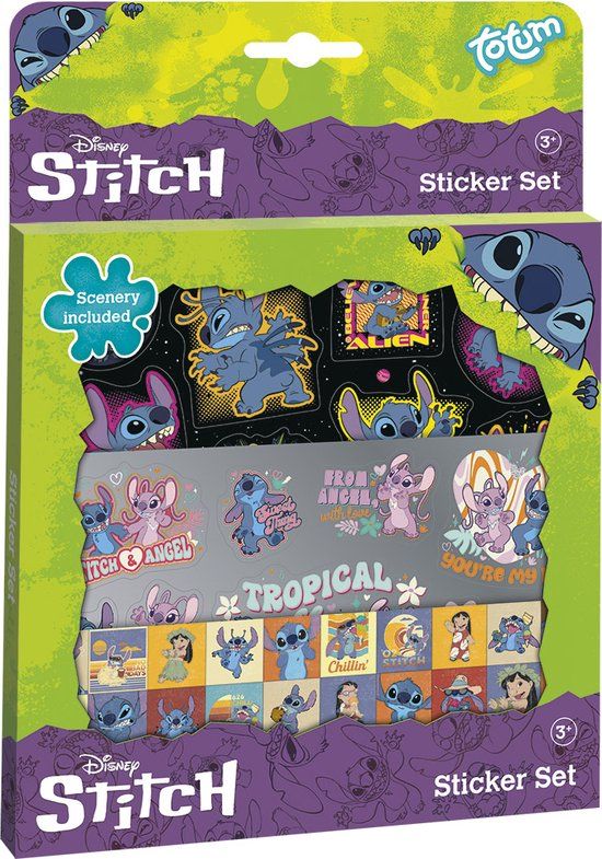 Disney Lilo & Stitch Stickers - 3 Sheets with Play Backdrop - Totum