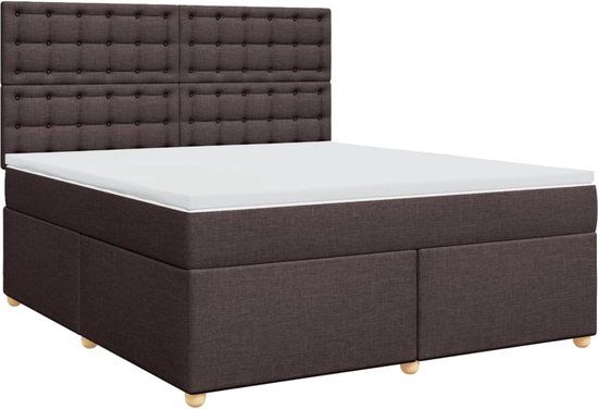 vidaXL Boxspring met matras stof donkerbruin 180x200 cm