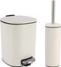 Tendance Toilet/badkamerset Elegance - Afvalbak en Toiletborstel - Metaal - Wit