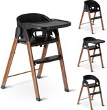 Deryan Luxe Kinderstoel - Meegroei kinderstoel - Inklapbaar - Zwart/Houtlook