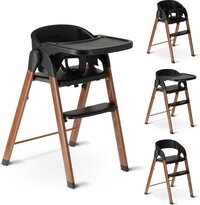 Deryan Luxe Kinderstoel - Meegroei kinderstoel - Inklapbaar - Zwart/Houtlook