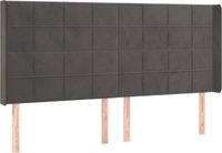 vidaXL Hoofdbord met randen 163x16x118/128 cm fluweel donkergrijs