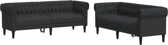 vidaXL 2-delige Loungeset stof zwart