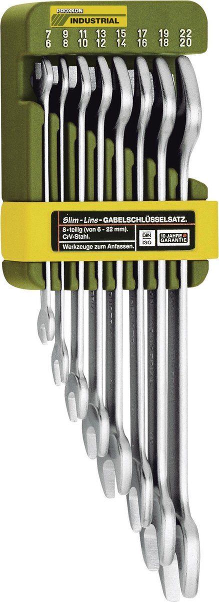 Proxxon Industrial 23800 Dubbele Steeksleutelset - 8-Delig (6 x 7 tot 20 x 22 mm)