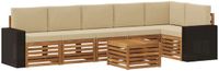 vidaXL - Hoek loungeset - 6 zitplekken - Natuurlijk en beige - Polyester