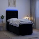 vidaXL Boxspringbed met matras, Zwart, 90 x 190 cm, Fluweel