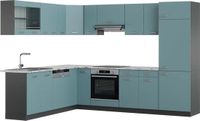 Vicco Cuisine d'angle R-Line, Bleu-gris/Anthracite, 287 x 227 cm, WB Marbre