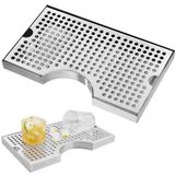 VEVOR 304 roestvrijstalen lekbak, bierafdruipbak met 4 antislip rubberen pads en afneembare afdekking, 300 x 180 x 25 mm bar lekbak, geschikt voor restaurants, bars, keukens, cafés enz.