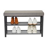 Love IT Store IT Loft Schoenenbank met zitvlak, smal schoenenrek met zitbank en 2 planken, eenvoudige montage, zwart/antraciet, 80 x 31 x 50 cm