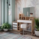 Vicco Kaptafel Anja, Wit/Sonoma, 139.8 cm met spiegel en kruk