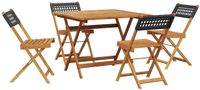 vidaXL 5-delige Tuinset - Poly Rattan en Massief Hout - Zwart