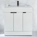 Hudson Reed Meuble vasque simple - 80 cm - Blanc - Plan lavabo - Salle de Bains - Poignées design noires - Moderne