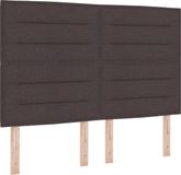 vidaXL LED Box Spring Bed with Headboard Dark Brown 140 x 190 cm Fabric