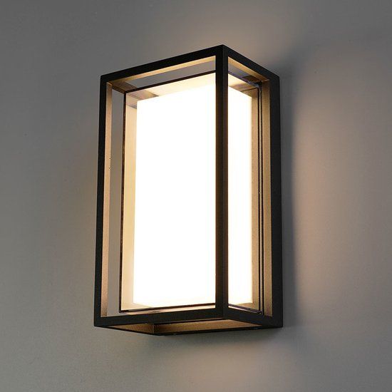 HOFTRONIC Brandon LED wandlamp - 12W 1200lm - 3000K warm wit - IP54 waterdicht - Zwart