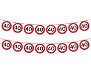 Folat Bv Vlaggenlijn - 2x - papier - 10 meter - 40 jaar - verkeersborden - feestversiering
