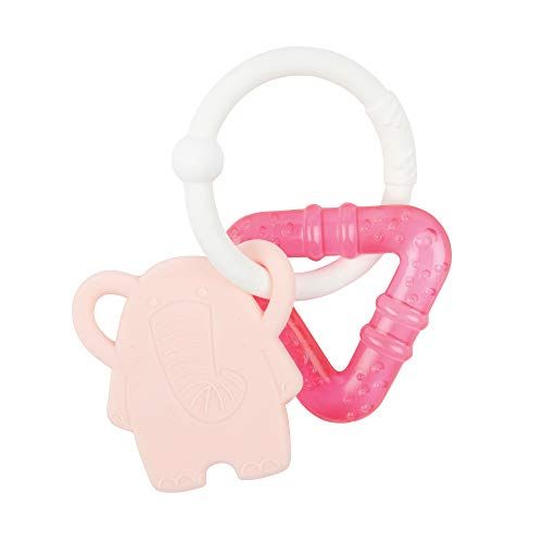 Nattou Koelende bijtring olifant roze/wit
