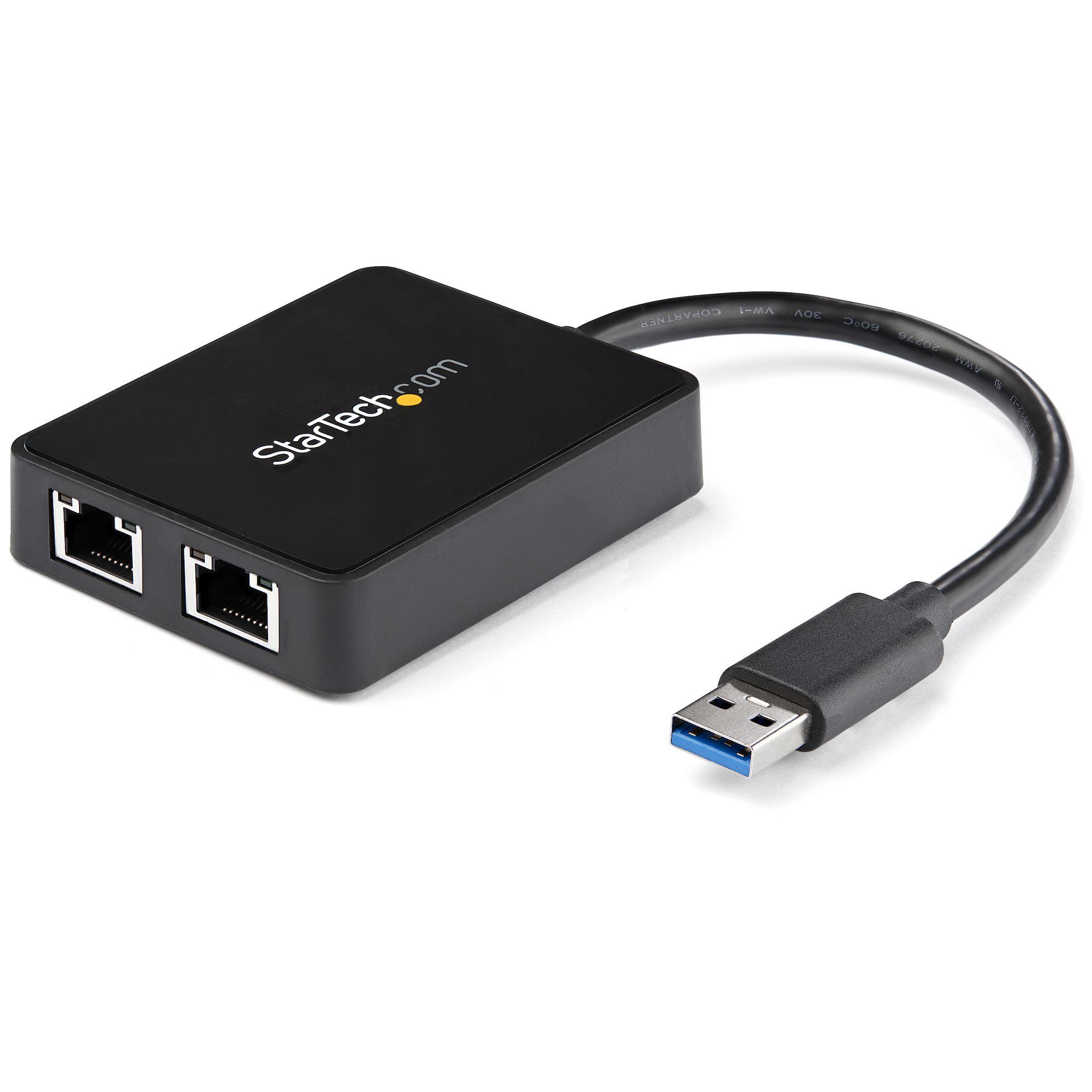 StarTech.com USB 3.0 naar 2-poorts Gigabit Ethernet Adapter met USB-poort - Zwart