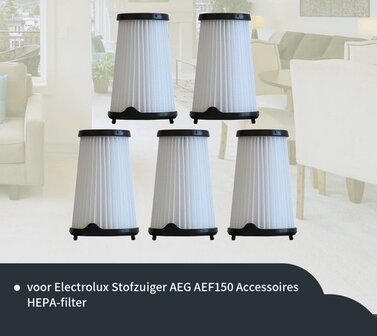 Replacements® 5-pack filters for AEG CX7/CX7-2 & Electrolux Ergorapido vacuum cleaners