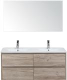 BES LED Dante Badmeubelset 120 cm - Craft Oak - Keramische Wastafel Wit Enjoy met Spiegel
