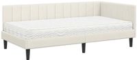 vidaXL Hoekbedframe met Matras en Hoofdeinde - Crème Fluweel