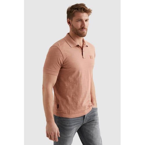 PME Legend regular polo met ingebreid patroon roze