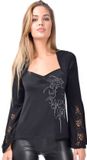 Outer Vision Angel Prayer Woman's Top Azahara Dames Shirt met lange mouwen - Zwart - XL