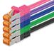1aTTack.de 5 stuks Cat7 netwerkkabel 2 m 5 kleuren Gigabit Ethernet LAN-kabel 10000 Mbit/s patchkabel Cat7 S FTP PIMF afscherming LSZH Cat.7 ruwe kabel Rj45 Cat 6a stekker 5