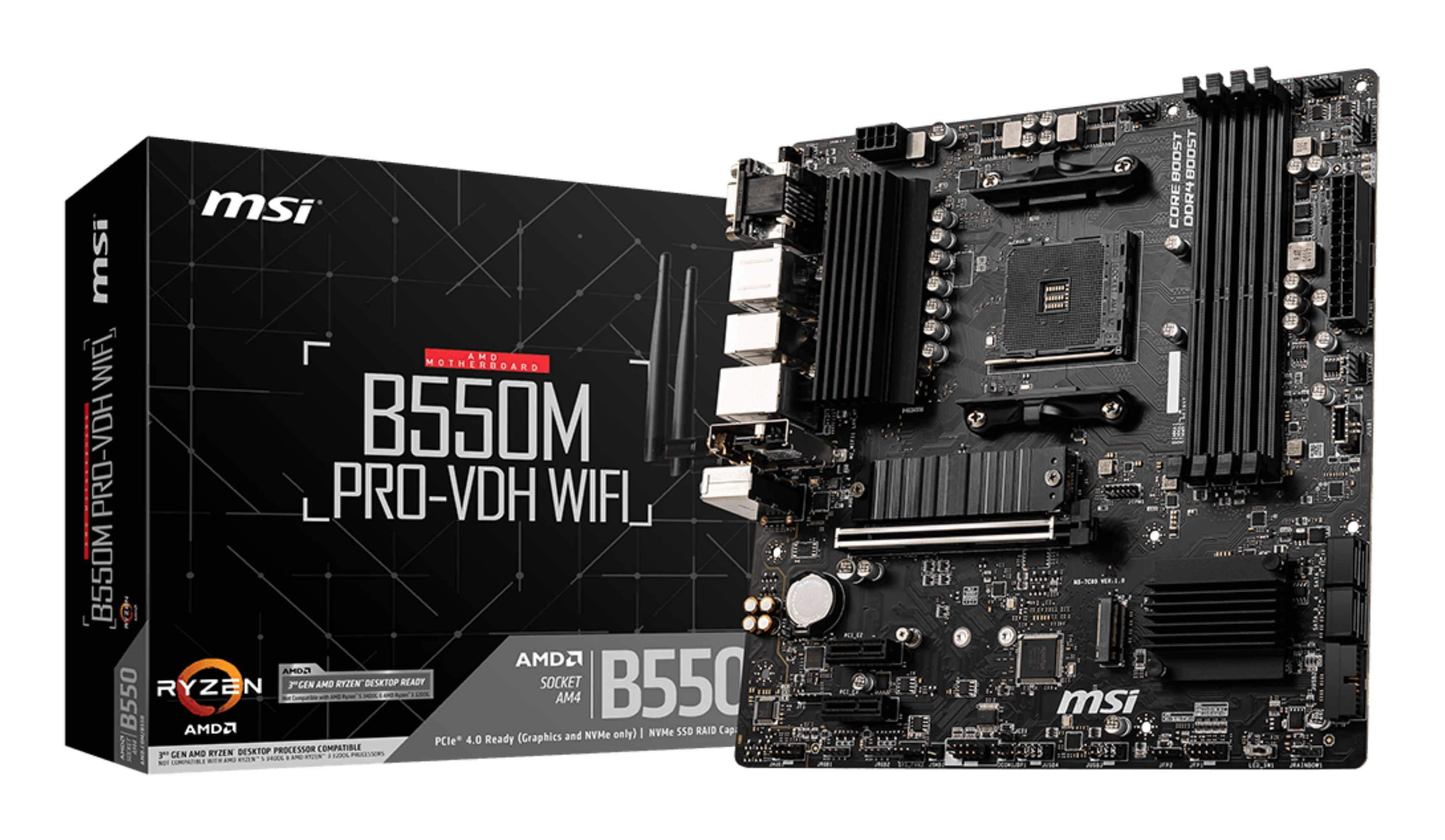 MSI B550M PRO-VDH WIFI - Moederbord - Micro-ATX - AMD B550 - Socket AM4