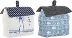 Stopper deur maritiem huis - wit/blauw - polyester