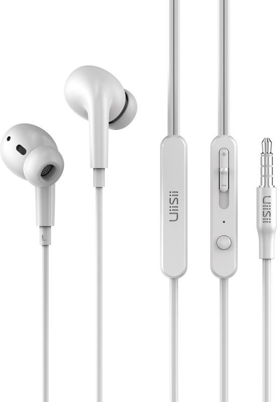 UiiSii UX Oordopjes Wit - Oortjes met draad en microfoon - 120cm Aux Kabel