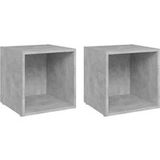Meuble TV Banc TV Armoire TV 2 pcs Gris béton 37x35x37 cm Bois d'ingénierie