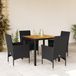 Maison Exclusive - Ensemble de jardin, 5 pièces, avec coussins, polyrotin noir et bois d'acacia