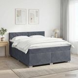 vidaXL Boxspringbed met matras Donkergrijs 140 x 190 cm Fluweel