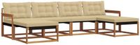 vidaXL - Bank loungeset - 6 zitplekken - Natuurlijk en beige - Acacia hout